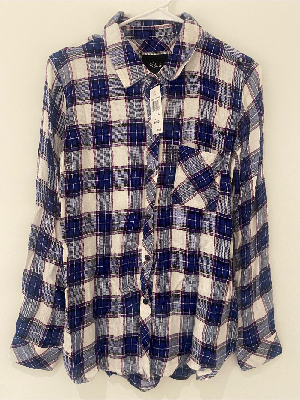 NWT Rails Plaid Button Down Shirt Blouse Purple
Size XS